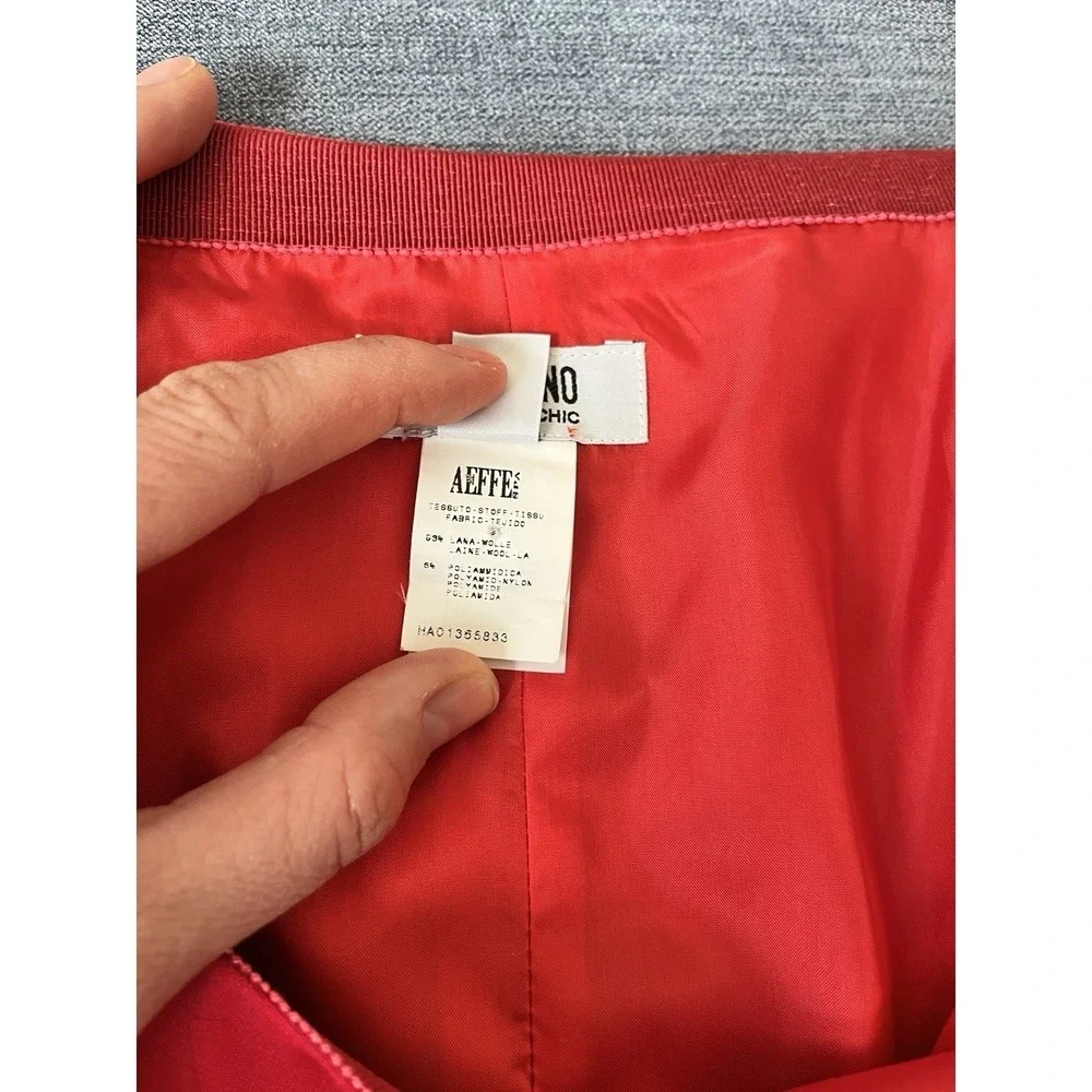 Vintage Moschino Cheap And Chic Blazer Skirt Set Red Scalloped Edge 10/ 40 Italy - Picture 9 of 16